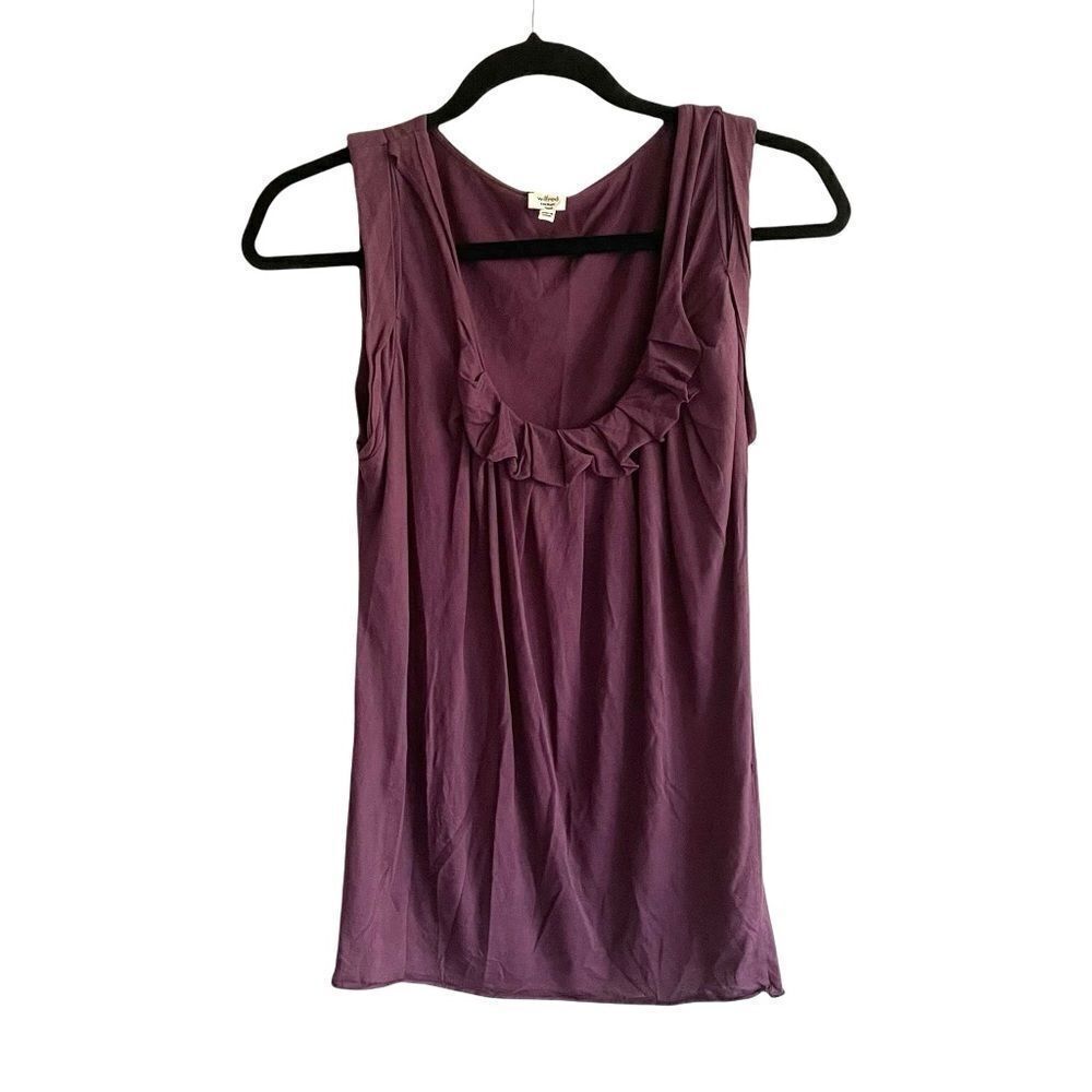 ARITZIA Oversized Sleeveless Tank Top Ruffle Neck Unfinished Hem Purple XXS